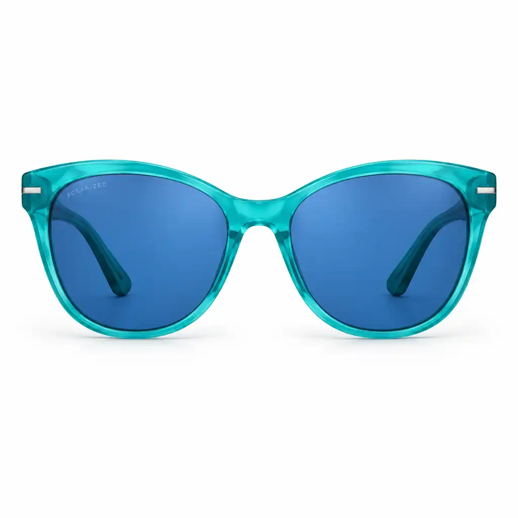 Marina Blue – damskie okulary polaryzacyjne, turkusowa oprawka, niebieskie soczewki
