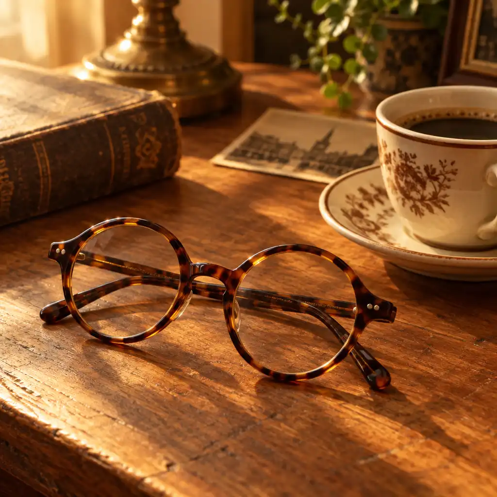 Okrągłe okulary przeciwsłoneczne Retro Round w kolorze szylkretowym