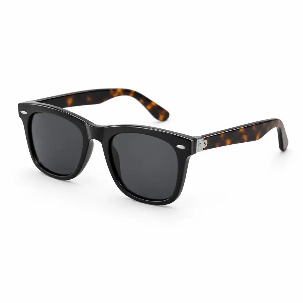 Classic Wayfarer Unisex – czarne okulary przeciwsłoneczne wayfarer ze szylkretowymi zausznikami